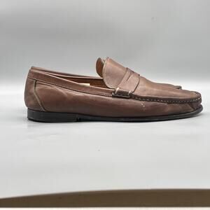 Peter Millar Shoes Mens 10.5 Brown Leather Penny Loafers Dress Moc Toe Slip On